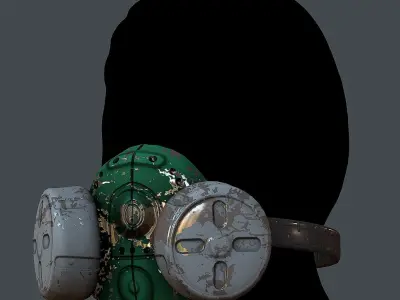 Gas mask helmet 3d model scifi Low-poly  Low-poly 3D model
