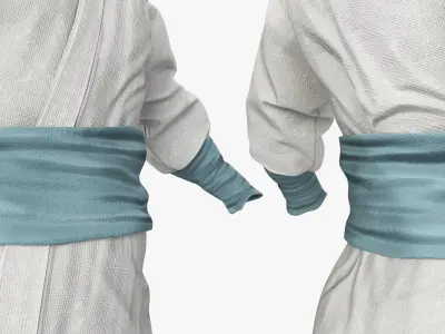  Traditional Asian Clothing White Blue 