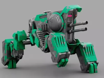combat robot  rigged character 3D model buy