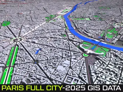 Paris 3D Map - Real Scale - 2025 Gis Data 3D model