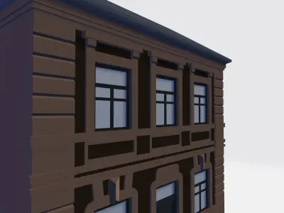 Cute Old House Facade Low-poly 3D model