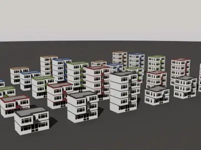 Cartoon Building Low Poly Building D 30 Variant Low-poly 3D model
