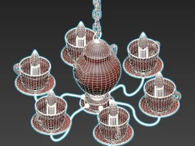 servizio-a6483lm-6wh teapot chandelier with six cups 3D model