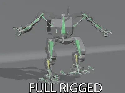 Cyberpunk mech Low-poly 3D model