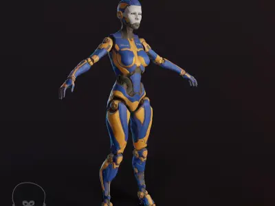 Sci-Fi robot Low-poly 3D model