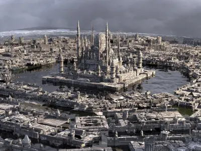 Star Wars inspired Coruscant city Temple 2 3D model purchase