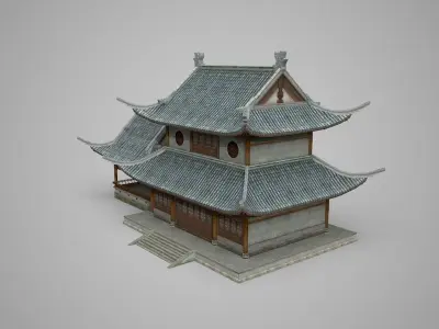 Oriental Ancient Architecture Low-poly 3D model