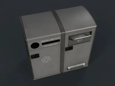 Street Trash Can 34 PBR Game Ready Low-poly 3D model