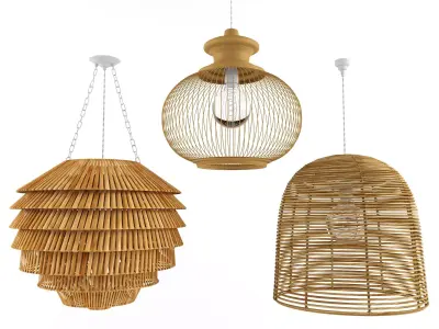 Lamp rattan bamboo outdoor 3D model
