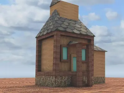 house with roof Low-poly 3D model