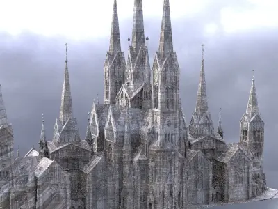 Art Deco Architecture Dark fantasy Cathedral 3D model