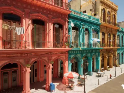 Havana Street Environment Low-poly 3D model