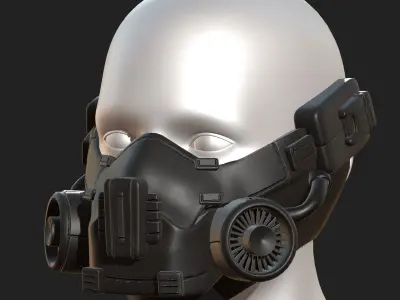 Gas mask respirator scifi futuristic helmet  Low-poly 3D model get
