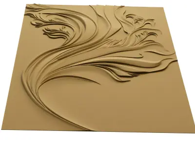 Modern Abstract Floral Wall Decor Set STL Mural CNC 392 3D model