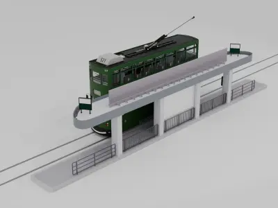 Hong Kong Tram Low-poly 3D model