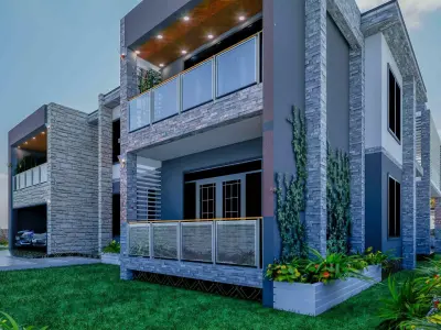 Mansion Exterior and Interior Low-poly 3D model