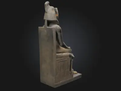 Seated Egyptian Pharaoh Statue Regal Monument Model 3D model