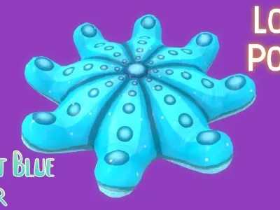 Stylized Starfish Pillow Cartoon Cushion  Free low-poly 3D model