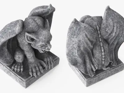  Sculpture Gargoyle Statue Gray Vintage 