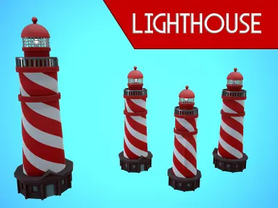 LIGHTHOUSE CARTOON STYLIZED Low-poly 3D model