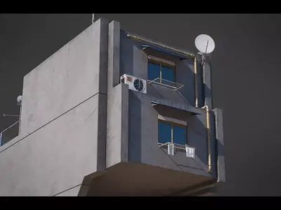 Dystopian Cyberpunk Building 2 Low-poly 3D model