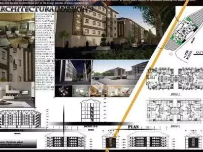 RESIDENTAL BUILDINGS Project 2D Plan With 3D Sketchup Free 3D model