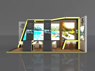 Booth Exhibition Stand Stall 8x5m Height 360 cm 2 Side Open 3D model