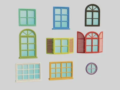 Cartoon Windows Collection 1 Low-poly 3D model