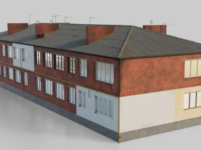 Two-Story Apartment Building Brick 3D model