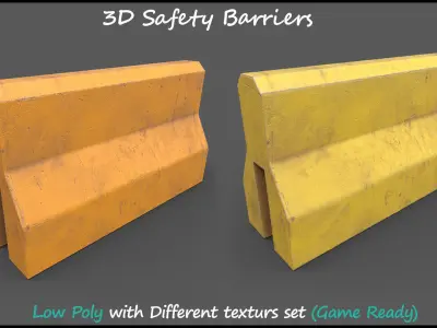 3D Safety Barriers Game Ready Low-poly 3D model