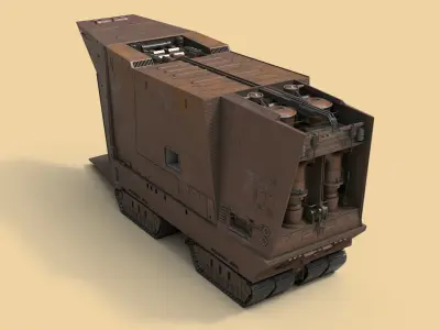 Sandcrawler old rusty vehicle Low-poly 3D model