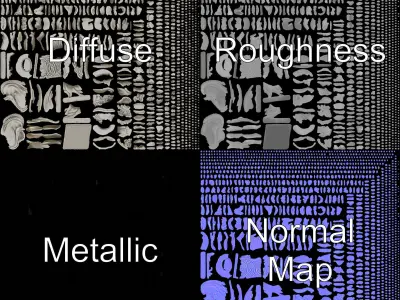 Praying Monk Statue Model Pack Low-poly 3D model