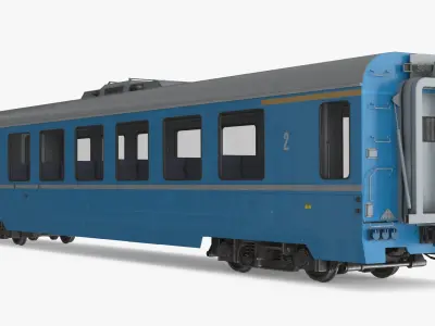  Economy-Class Passenger Coach with Air Vents Blue with Interior 