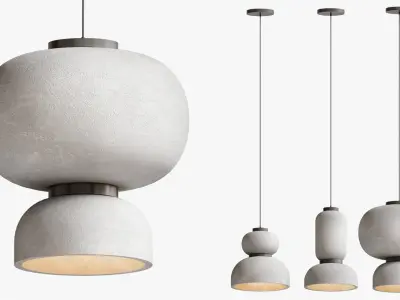 Japandi Lantern Shaped Pendant Light 3D model