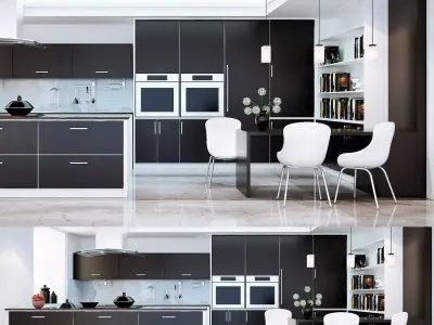 Kitchen modern with furniture 3D model