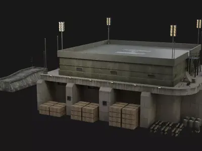 Military Base Assets Low-poly 3D model
