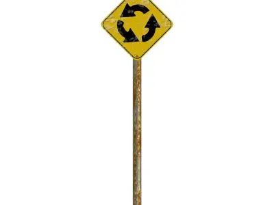 Rounabout Ahead Traffic Sign 3D model