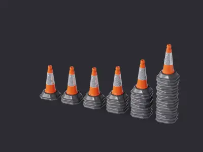 Traffic Cone Stack 50cm Low-poly 3D model