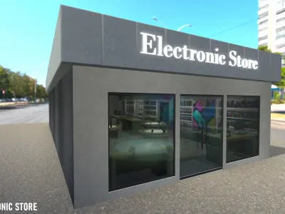 Electronic store - pavilion Low-poly 3D model
