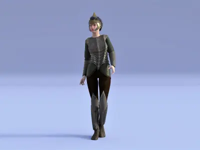 Elven Women Armor Outfit Rigged Low-poly 3D model