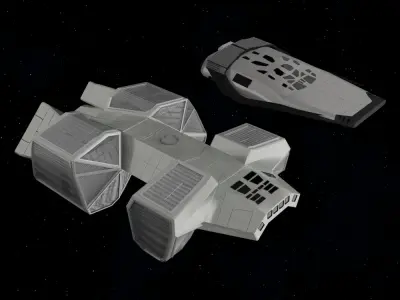 Interstellar Spaceship 3D Model High Quality Sci-Fi Spaceship Low-poly 3D model