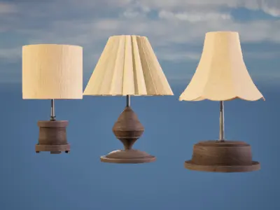 Lampu Meja Traditional Wooden Table Lamp 3D model