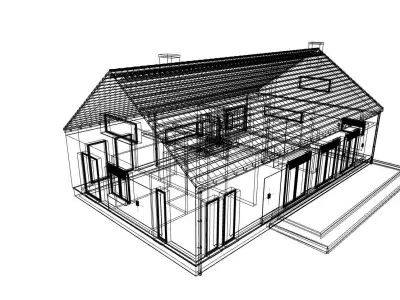modern house with tiles for 3d rendering or for game model 3D model