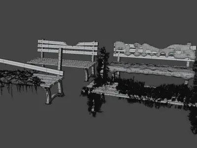 Abandoned Bench Pack Low-poly 3D model
