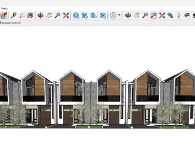 Modern Minimalist House Design 6x12m 60 sqm 2 Floors Skp Only Low-poly 3D model