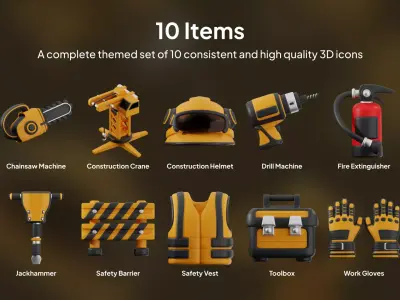 10 3D Construction Icon Pack 1 3D model