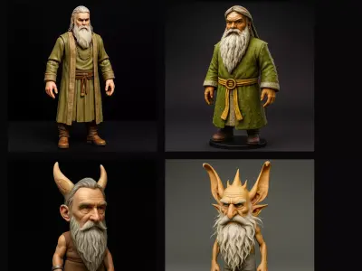 Elderfolk Fantasy Collection 4 Variants - High-Poly Kitbash 3D print model