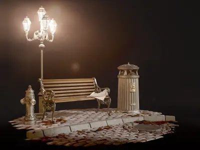 London Vintage Street Set 3D model