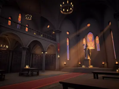 Modular Monastery Low-poly 3D model