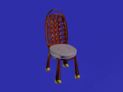 Checker backside wooden chair 3D model